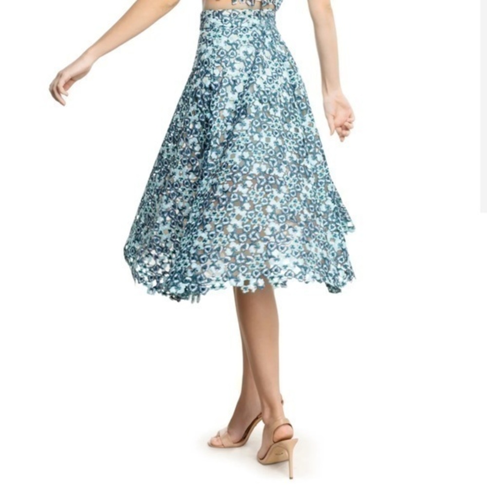 NEW DRESS THE POPULATION Cecelia Floral Scalloped Hem Skirt